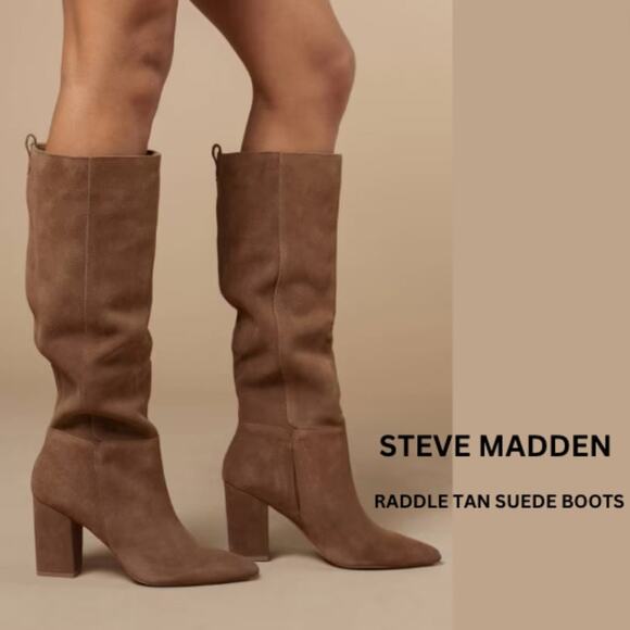 STEVE MADDEN RADDLE TAN LEATHER/SUEDE BOOTS women's size 9.5 - Picture 12 of 12